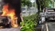 Ô tô bốc cháy trong khuôn viên chung cư Hoàng Anh River View