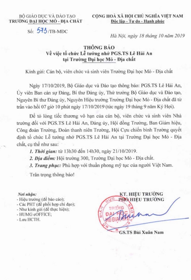 Thứ trưởng Bộ GD-ĐT Lê Hải An rơi lầu tử vong: Lãnh đạo Đại học Mỏ nói gì? Thu truong Bo GD-DT Le Hai An roi lau tu vong: Lanh dao Dai hoc Mo noi gi?