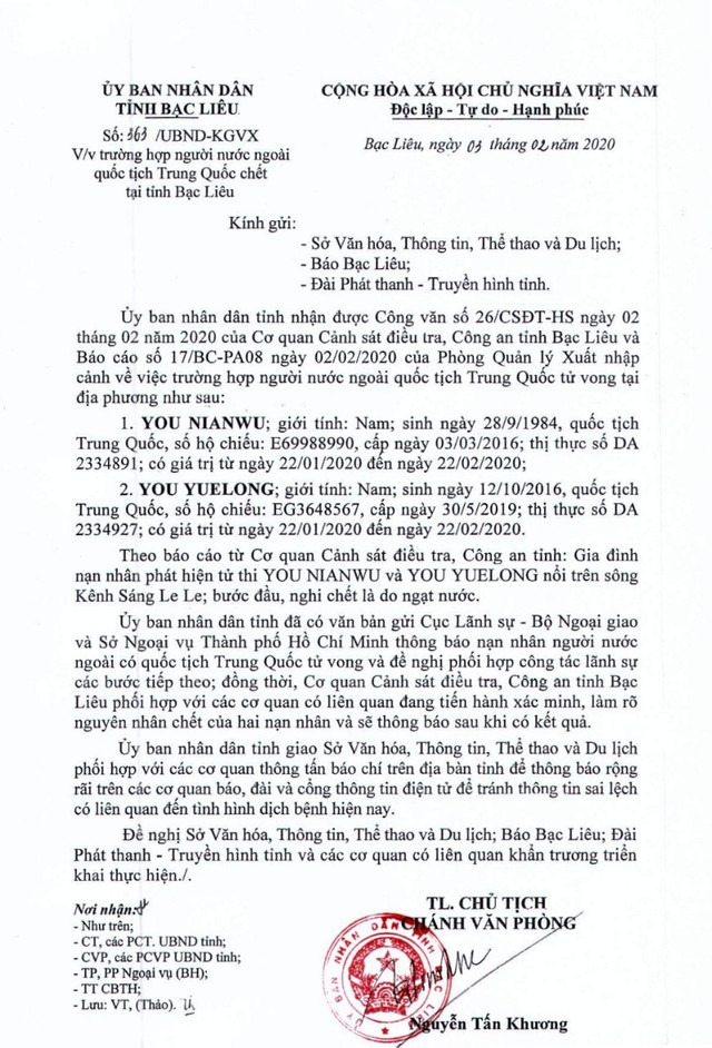 2 cha con người Trung Quốc tử vong ở Bạc Liêu 2 cha con nguoi Trung Quoc tu vong o Bac Lieu