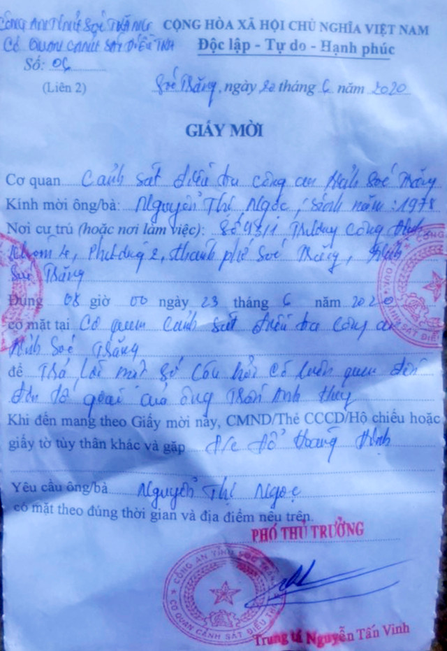 Bi to chiem doat tai san, nu giam doc khieu nai trung ta ky thong bao tiep nhan to giac toi pham-Hinh-2