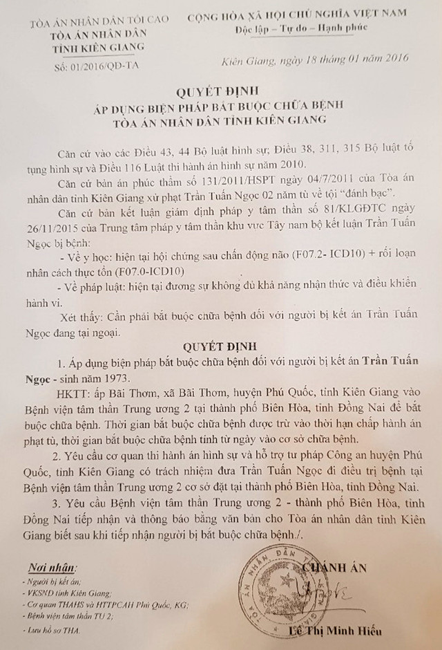 Giang hồ Tèo Mỡ ở Hà Tiên từng đi chữa bệnh tâm thần - Hình 3 Giang ho Teo Mo o Ha Tien tung di chua benh tam than-Hinh-3
