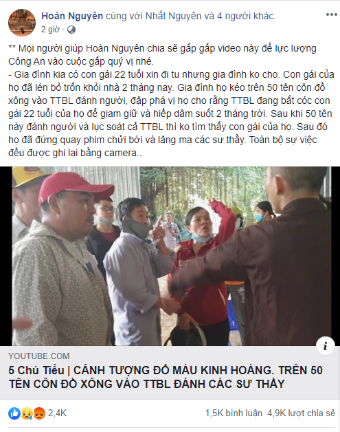 Tịnh thất Bồng Lai nơi 5 chú tiểu “Thách thức danh hài” trú ngụ bị nhóm người lạ đập phá, hành hung sư thầy Tinh that Bong Lai noi 5 chu tieu “Thach thuc danh hai” tru ngu bi nhom nguoi la dap pha, hanh hung su thay