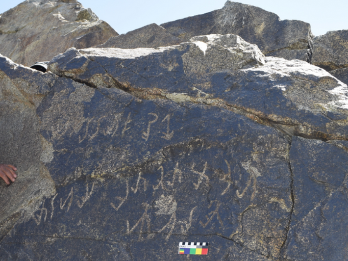 Tiếng Bactria còn được biết đến trong tiếng bản địa là αριαo (Arya). Ảnh: @Viện Hàn lâm Khoa học Quốc gia Tajikistan.