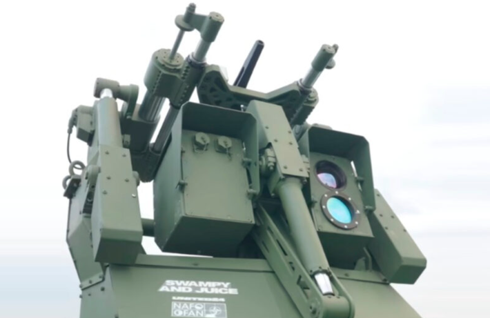 Theo thông báo từ Nền tảng gây quỹ UNITED24 của Ukraine, một tháp pháo phòng không tự động mới được tài trợ thông qua chiến dịch chung của UNITED24 và NAFO hiện đã sẵn sàng để bảo vệ các thành phố của Ukraine khỏi máy bay không người lái và tên lửa của Nga. Ảnh: @UNITED24.