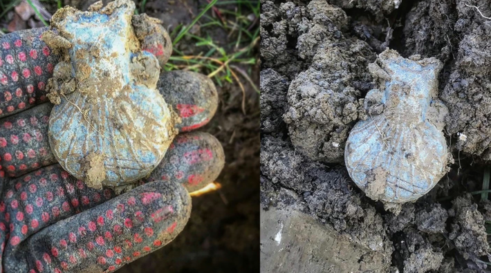 Đó là một chiếc bình hành hương Thời Trung Cổ. Chiếc bình làm bằng chì được trang trí, còn nguyên vẹn đáng kinh ngạc. Ảnh: @Sam Spiers.