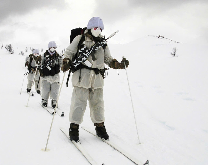 Binh sĩ NATO tuần tra trong điều kiện gió mạnh và nhiệt độ âm sâu. Những nhiệm vụ này giúp duy trì hiện diện quân sự thường xuyên tại khu vực chiến lược.