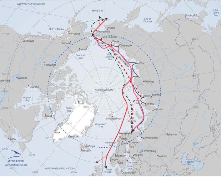 Cảnh quan băng biển Bắc Cực - khu vực có ý nghĩa chiến lược về hàng hải và tài nguyên. Tuyến vận tải mới mở ra khiến cạnh tranh địa chính trị gia tăng.