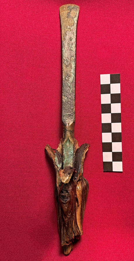 Trong tình trạng hiện tại, chiếc đục có cán bằng gỗ kỳ lạ còn nguyên vẹn và trong tình trạng gắn chặt, nó phản ánh trình độ chế tác công cụ lao động tinh xảo, khéo léo của người xưa từng sống trong hang động này. Ảnh: @Viện Khảo cổ học Trung ương Ý.