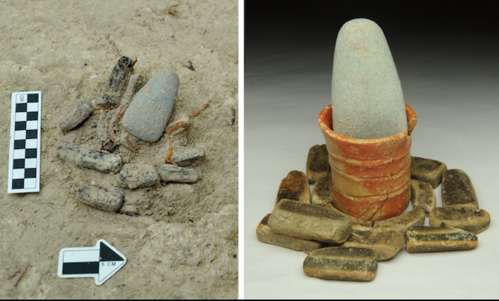 Những viên đá này được gọi là celt, được cho là đã được sử dụng trong các nghi lễ công cộng của người Maya tiền sử. Ảnh: @Đại học Ibaraki.