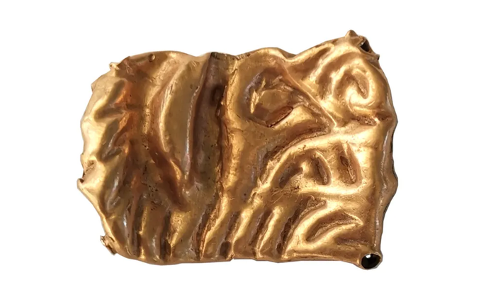 Nhóm còn khai quật được một phụ kiện bằng bạc thuộc về một chiếc bình gỗ, psalia làm bằng sừng, sắt, đồng, khóa đai và một tấm vàng nhỏ được trang trí hình đầu và móng vuốt của một con hổ, cùng một bộ yên cương ngựa cổ. Ảnh: @Viện Hàn lâm Khoa học Nga.