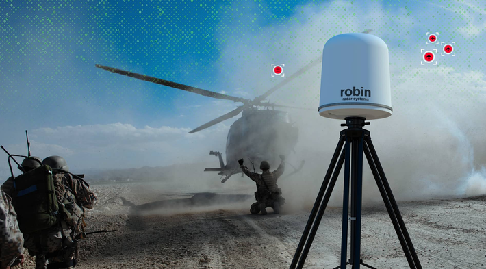 Hệ thống radar này thường được quân đội Ukraine tích hợp cùng hệ thống chống máy bay không người lái ở cột các tòa nhà để bảo vệ các cơ sở năng lượng, cơ sở chính phủ và căn cứ quân sự. Ảnh: @Robin Radar.