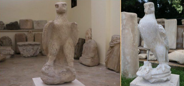 Đó là hai bức tượng đại bàng làm hoàn toàn bằng đá cẩm thạch. Ước tính, hai tượng đại bàng này có niên đại khoảng 2.000 năm tuổi. Ảnh: @Đại học Dokuz Eylül Burak Yolaçan.