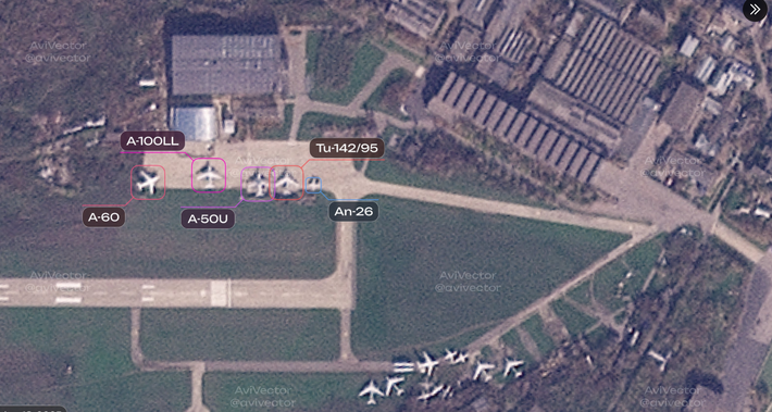 Vị trí cuối cùng được biết đến của chiếc A-60 1A2 trên mặt đất trùng khớp với vị trí của chiếc máy bay bị bắn trúng trong video. Ảnh: @жозефина бонапард.