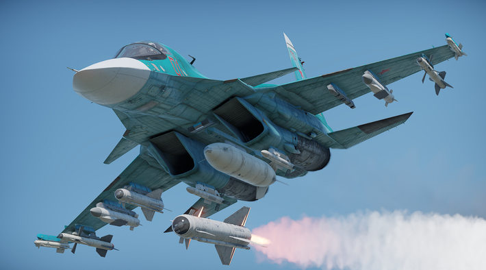 Do Nga ngày càng phụ thuộc nhiều vào nguồn cung cấp vũ khí từ Triều Tiên để hỗ trợ cho nỗ lực chiến sự đang diễn ra của mình ở Ukraine, và gần đây hơn là sự đóng góp quân lính từ nước láng giềng Triều Tiên, cho nên điều này mở đường thuận lợi cho thương vụ Nga sớm bán Su-34M cho Triều Tiên. Ảnh: @ Aviation International News.