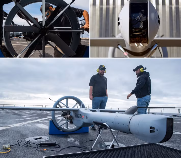 Mặc dù thông số kỹ thuật của nó vẫn chưa được tiết lộ, nhưng người ta biết rằng, máy bay không người lái trinh sát V-BAT sử dụng hệ thống dẫn đường bằng laser, có thể là dẫn đường laser bán chủ động, cho phép nó tấn công cả mục tiêu mặt đất di động và cố định. Ảnh: @Shield AI.