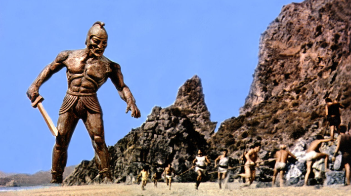 Hephaestus, thợ rèn của các vị thần, đã tạo ra người máy Talos để bảo vệ một vương quốc trên đảo Crete. Khi phi hành đoàn của Jason đến, robot Talos đập vỡ đá từ một vách đá và ném chúng về phía các thủy thủ. Ảnh: @The Economist.