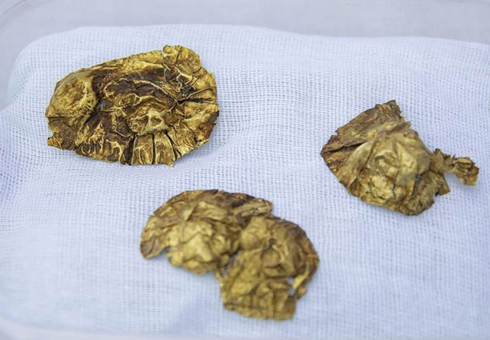 Đặc biệt, các chi tiết trang trí trên trang phục được làm bằng kỹ thuật hàn siêu nhỏ, cho thấy công nghệ chế tác kim hoàn phi thường vào thời kỳ đó. Ảnh: @Viện Khảo Cổ Học Quốc Gia Kazakhstan.