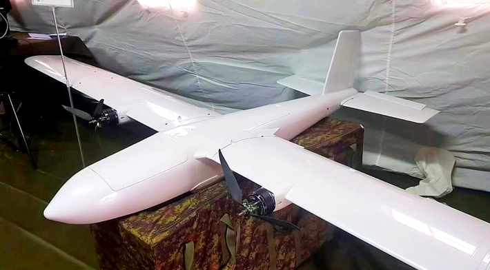 Mới đây, doanh nghiệp quốc phòng Nga Koncern Granit đã giới thiệu một loại máy bay không người lái (UAV) trinh sát hai động cơ mới có tên gọi là Os-25-R. Ảnh: @Koncern Granit.