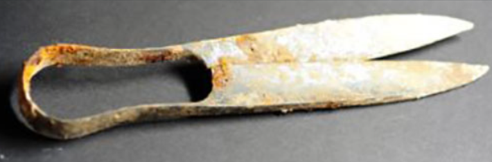 Bên trong ngôi mộ 2.300 năm tuổi của người Celt là một thanh kiếm gấp lại, một chiếc kéo được bảo quản tốt đến mức vẫn có thể sử dụng cho đến ngày nay. Ảnh: @Cơ quan Bảo vệ Di tích Bavaria.