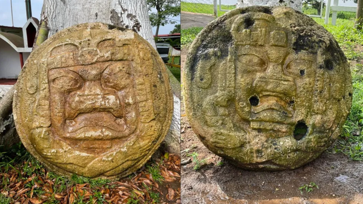 Đó thực chất là hai tác phẩm điêu khắc đá vôi ở dạng 3 chiều đồ sộ. Ảnh: @Đại học Quốc gia Mexico.