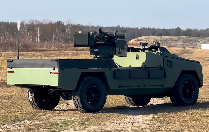 Giờ đây, Hệ thống Xe robot mặt đất Protector của Ukraine, do Ukrainian Armor (thuộc NAIDU) sản xuất, có thể tiếp tục được trang bị vũ khí laser đặc biệt. Ảnh: @Ukrainian Armor.