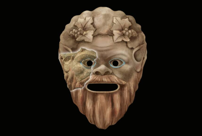 Các kỹ thuật thăm dò, phân tích khảo cổ học chuyên sâu cho thấy, đó là một mảnh từ chiếc mặt nạ sân khấu, mô tả vị thần từng Satyr của Hy Lạp cổ đại. Ảnh: @Vladimir Kuznetsov.