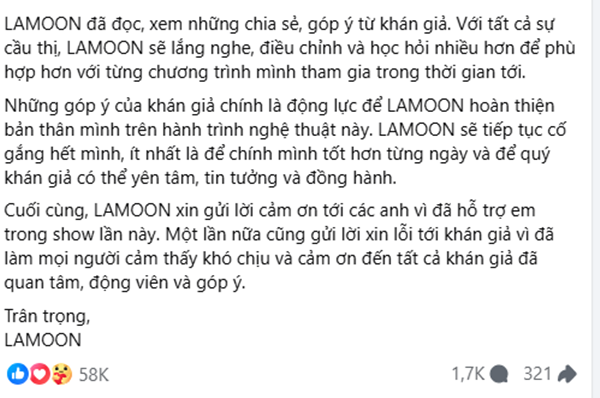 Chia sẻ của Lamoon. Ảnh: FB Lamoon. lamoon2.png