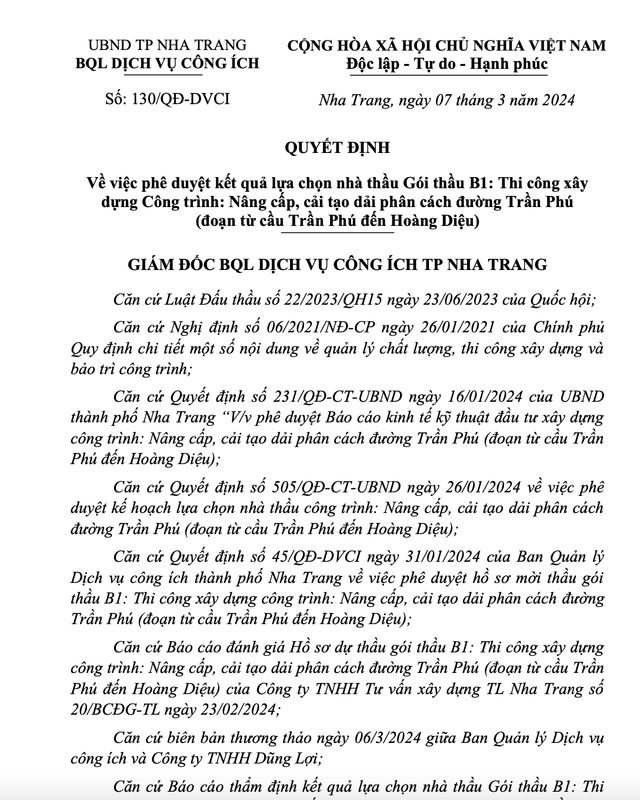 Dũng Lợi một mình một ngựa trúng gói thầu của BQL Dịch vụ công ích Nha Trang Dung Loi mot minh mot ngua trung goi thau cua BQL Dich vu cong ich Nha Trang
