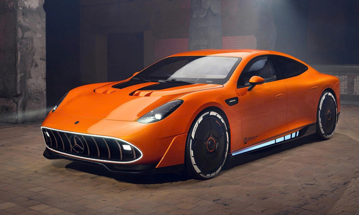 GT XX Concept gây ấn tượng mạnh với ngoại hình đậm chất viễn tưởng. Nước sơn cam chói lọi gợi nhớ về mẫu xe huyền thoại Mercedes C111, cùng thân xe liền khối, vuốt mượt mang đậm ngôn ngữ thiết kế AMG tương lai.