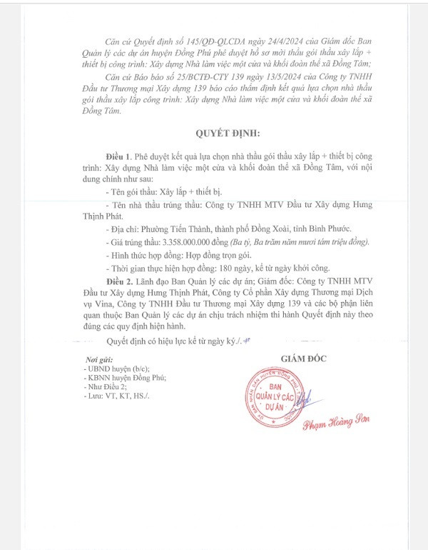 Gói thầu xây dựng nhà làm việc xã Đồng Tâm về tay Hưng Thịnh Phát Goi thau xay dung nha lam viec xa Dong Tam ve tay Hung Thinh Phat