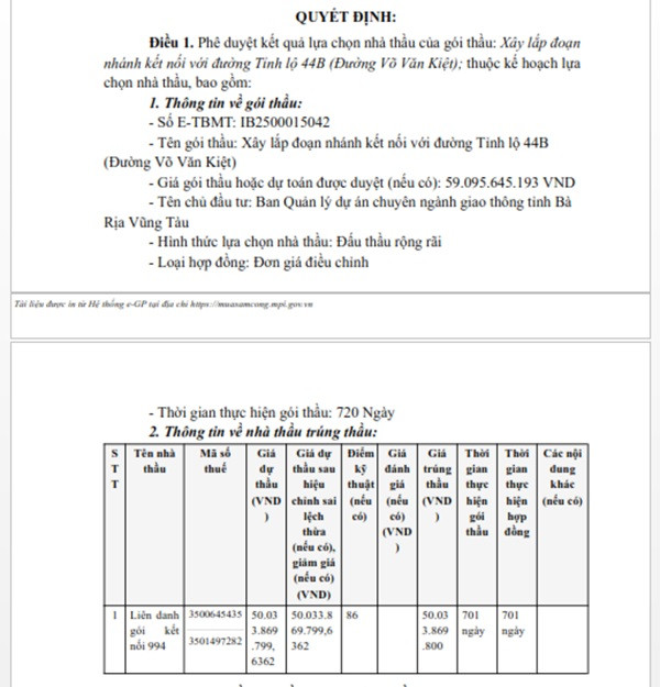 BR-VT: Lien danh goi ket noi 994 trung goi thau tri gia hang chuc ty dong