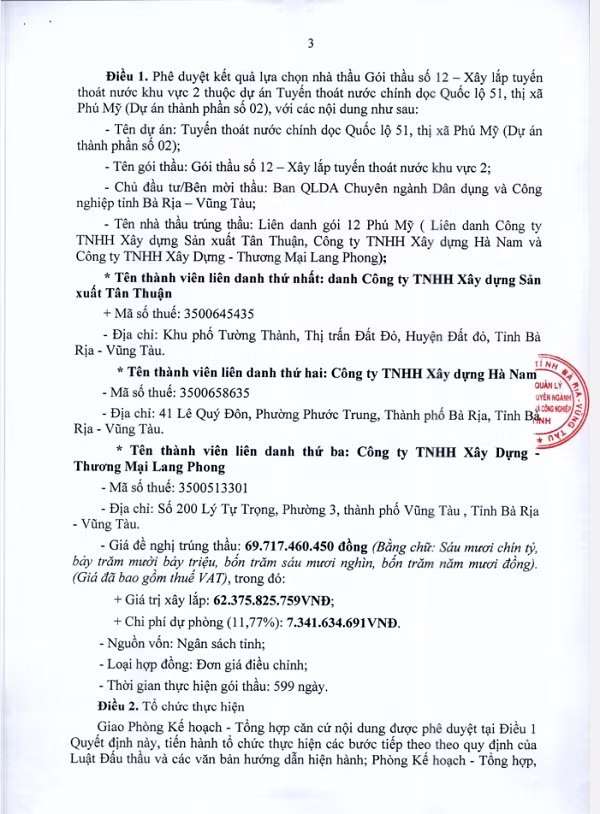 BR-VT: Gói xây lắp tuyến thoát nước dọc QL 51 đã có chủ BR-VT: Goi xay lap tuyen thoat nuoc doc QL 51 da co chu