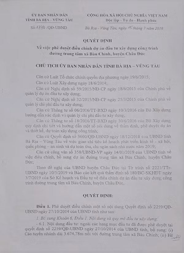 Duong trung tam xa Bau Chinh (huyen Chau Duc): Cong trinh xong, dien khong co cho dan dung