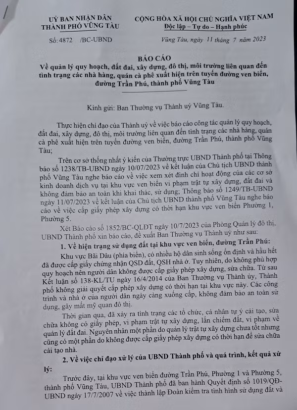 Co gan 50 vu vi pham trat tu xay dung o khu vuc ven bien Vung Tau