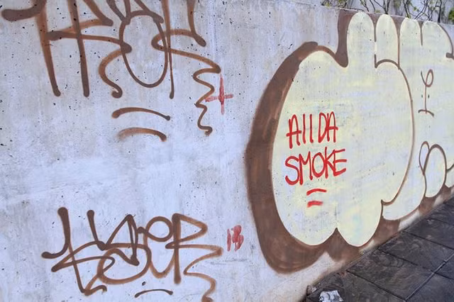 Vẽ graffiti tự phát trên đường trăm tỷ ở Hà Nội - Hình 7 Ve graffiti tu phat tren duong tram ty o Ha Noi-Hinh-7
