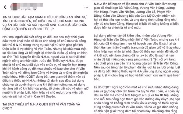 Sự thật thông tin thiếu úy hình sự chủ mưu vụ nữ sinh Điện Biên Su that thong tin thieu uy hinh su chu muu vu nu sinh Dien Bien