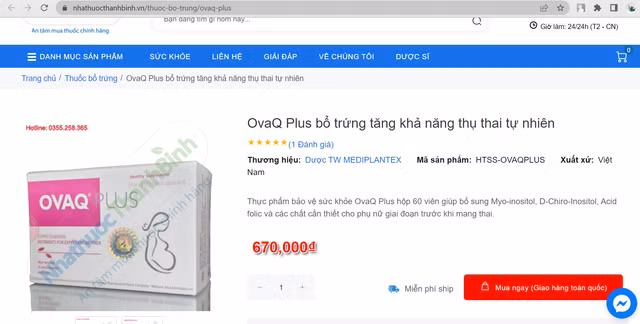 Dù đã bị cảnh cáo nhưng thực phẩm chức năng OvaQ Plus vẫn tiếp tục 'nổ' công dụng chữa vô sinh Du da bi canh cao nhung thuc pham chuc nang OvaQ Plus van tiep tuc 'no' cong dung chua vo sinh