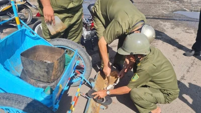 Cảnh sát giao thông TP HCM ra quân dẹp loạn đinh sắt vật sắc nhọn