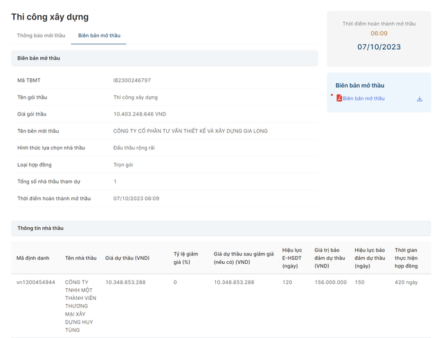 Ben Tre: Cong ty Huy Tung co trung goi thau gan 10,5 ty dong?