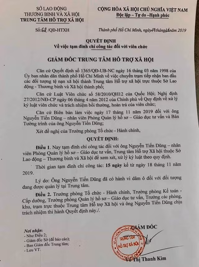 Bat khan cap can bo Trung tam ho tro xa hoi TP HCM dam o nhieu be gai-Hinh-2