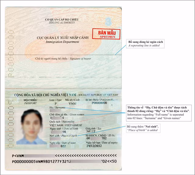 Diem moi co trong ho chieu pho thong cap tu ngay 1/1