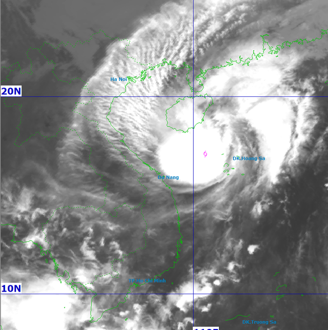Vị trí tâm bão lúc 7h sáng 22/10. bao-so-12-sang-22-10-614.png