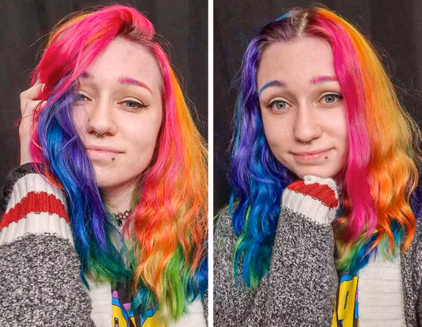 Mái tóc với đủ màu sặc sỡ khiến cô gái trở thành tâm điểm chú ý mỗi khi xuất hiện ở đám đông. Bỏ qua những lời đàm tiếu, cô cho biết luôn cảm thấy hạnh phúc bởi vẻ ngoài của mình.