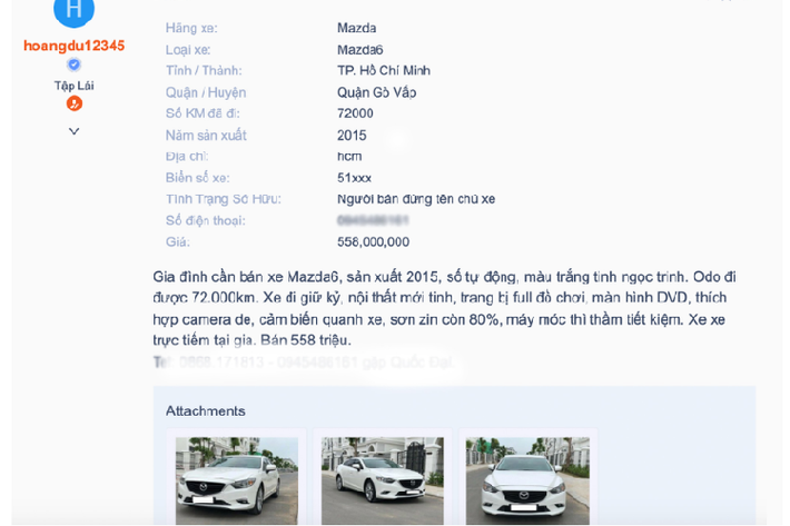 Trên thị trường xe cũ hiện nay, giá xe Mazda6 2.5 đời 2015 được bán lại vẫn không quá 650 triệu đồng. Đơn cử chiếc Mazda6 phiên bản 2.5L đời 2015 này được rao bán trên mục xe cũ của Otosaigon đã lăn bánh khoản 72.000km đang được chào bán với mức giá chỉ 558 triệu đồng. Làm một chút so sánh, nếu lựa chọn Toyota Camry cùng đời 2015, hiện nay người mua phải bỏ ra số tiền từ 720 đến hơn 850 triệu đồng.