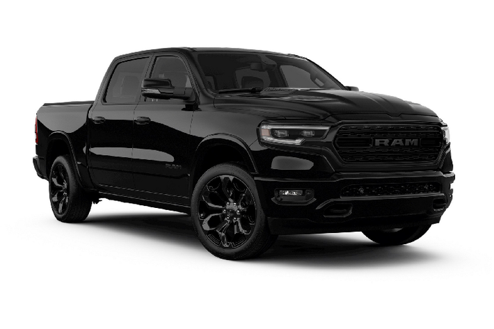 So với các phiên bản thông thường, ngoại thất Ram 1500 Limited phiên bản “Black Edition” mang nhiều chi tiết khác biệt khi được sơn màu đen như: cụm lưới tản nhiệt và toàn bộ cản trước, ốp gương chiếu hậu, viền nẹp cửa, tay nắm cửa, móc kéo, ống xả,… Xe đi kèm với “dàn chân” lắp bộ mâm cỡ lớn kích thước 22 inch sơn màu đen (Tiêu chuẩn).