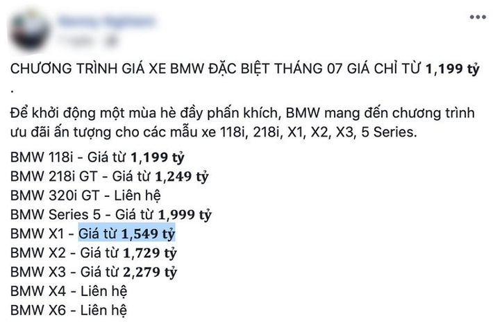 Tuy nhiên, việc giảm giá BMW X1 mới lần này của hãng chỉ áp dụng với phiên bản sDrive18i xLine, đối với phiên bản nâng cấp sDrive18 xLine LCI vẫn giữ nguyên mức giá cũ là 1,859 tỷ đồng.