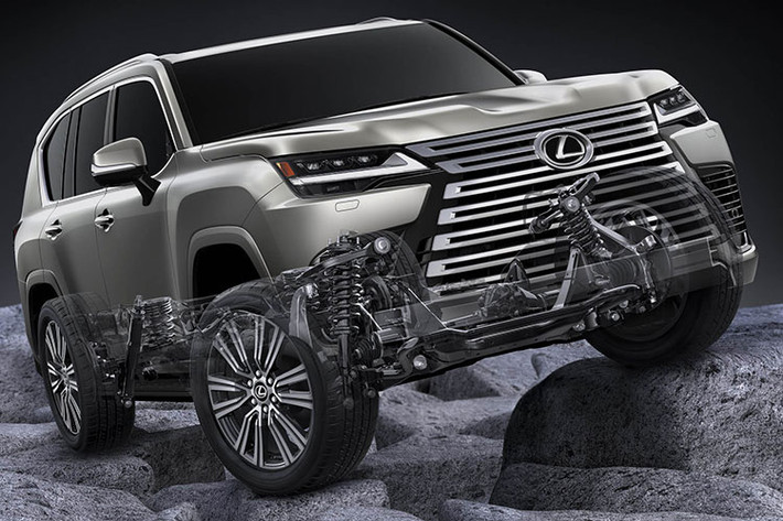 . Ngoài bộ vành, Lexus LX 600 Offroad 2022 còn có một số thay đổi so với các phiên bản khác như hốc bánh màu đen và lưới tản nhiệt hình con suốt màu xám đậm. Thêm vào đó là 3 khóa vi sai giống với Toyota Land Cruiser GR Sport 2022.