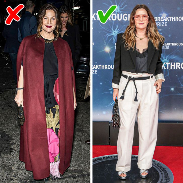 Tiết chế đồ oversize. Thiết kế oversize giúp người mặc giấu nhẹm vòng bụng quá khổ. Điểm trừ của đồ oversize là chúng khiến bạn trở nên to lớn hơn. Ngược lại, một chiếc áo khoác ngắn tới hông vừa che được bụng vừa giúp chị em gọn gàng, trẻ trung.