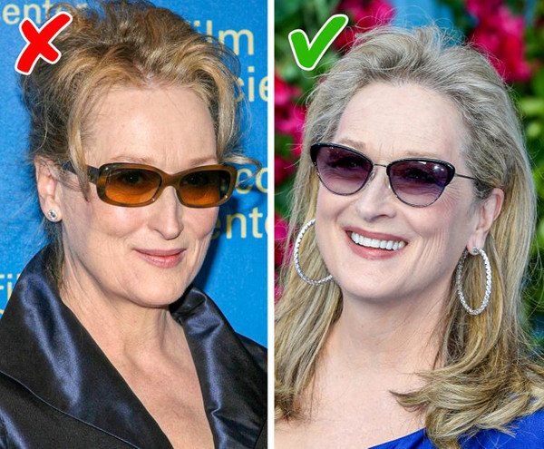 Chọn kính râm phù hợp. Kính râm ngoài chức năng bảo vệ mắt còn là món đồ thời trang được nhiều người sở hữu. Tùy khuôn mặt, bạn có thể chọn kiểu dáng phù hợp với mình. Chẳng hạn, kính mắt giúp với người có gò má thấp dễ dàng khắc phục điểm yếu.