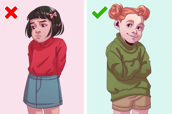 Áo có cổ ôm sát, chật cứng. Áo cổ lọ giúp giữ ấm rất tốt song cần chọn loại thoải mái. Không ít trẻ phản ứng gay gắt khi bị bố mẹ buộc phải chui vào chiếc áo có phần cổ quá chật.